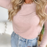 Dusty Rose Lightweight Knit Long Sleeve Top