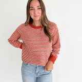 Two Tone Orange & Ivory Stripe Sweater