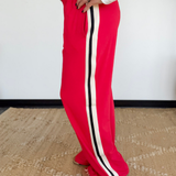 Red Buttery Soft Side Stripe Pants