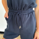 Navy Short Sleeve Romper