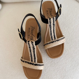 Annika Natural/Black Wedge