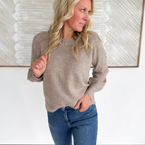 Pearl Trimmed Crew Neck Sparkle Sweater