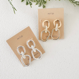 Dangle Metal Earrings with Pave Link