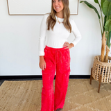 Red Mineral Wash Cargo Pants