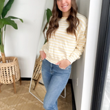 Muted Yellow/Ivory Striped Knit Sweater