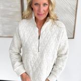 Ash Grey Quilted 1/2 Zip Pullover