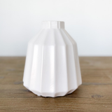 7" Ribbed White Vase