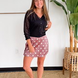 Polka Dot Satin Mini Skort