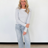 Pinstripe Long Sleeve Knit Top (2 Colors)