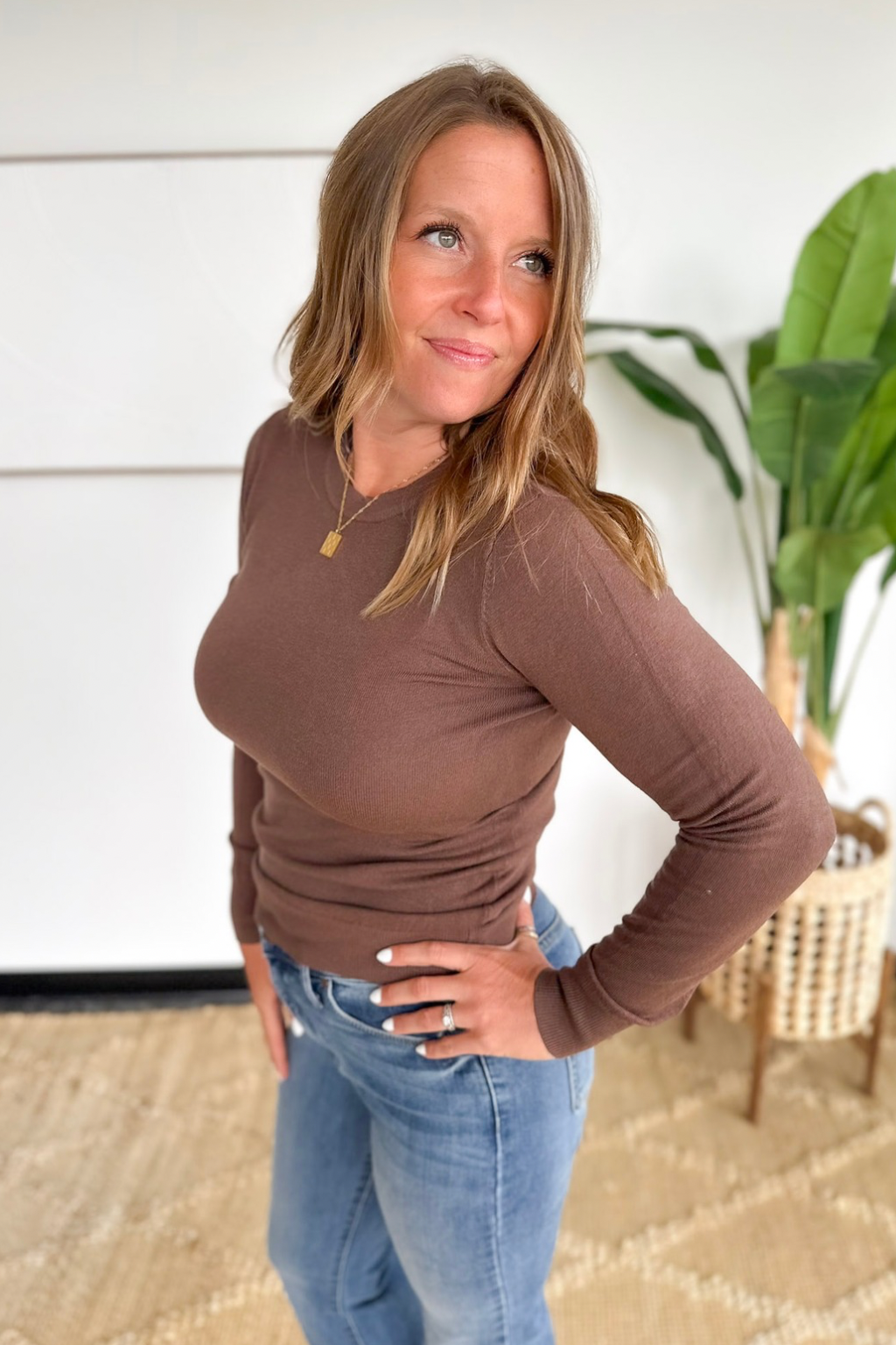 Brown - Classic Knit Sweater