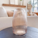 Ribbed Amber Glass Vase