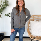 Dusty Blue Button-Down Sweater