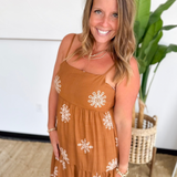 Camel/Ivory Print Tiered Maxi Dress