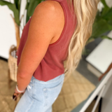 Brick Soft Bubble Hemline Sleeveless Top