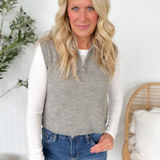 Grey Knit Half Zip Sweater Vest