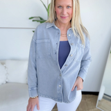 Oversized Soft Denim Button Up Jacket (2 Colors)