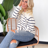 Natalie Navy Striped Knit Sweater