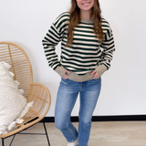 Classic Striped Knit Sweater with Contrast Trim (2 colors)