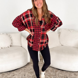 Red & Black Plaid Flannel Top