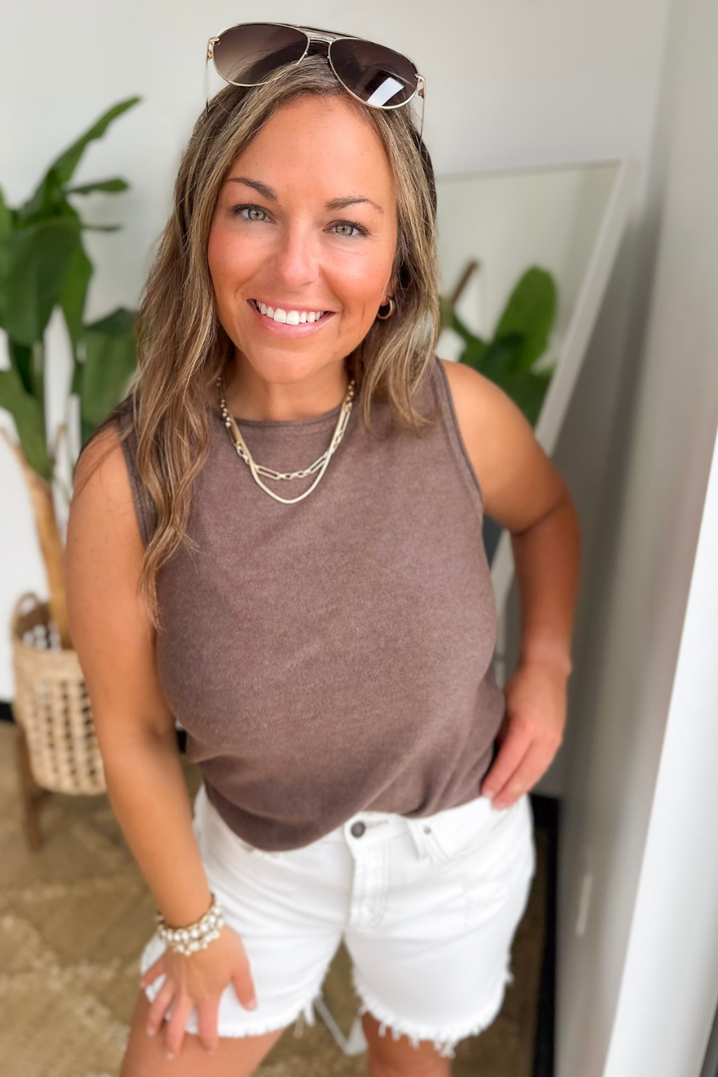 Dark Mocha Basic Sleeveless Top