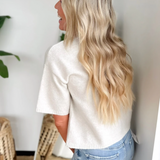 Cream Short Sleeve Boxy Sweater
