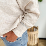 Oatmeal Contrast Trim Knit Sweater