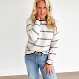 Green Long Sleeve Striped Pullover