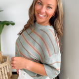 Sage Oversized Striped Short Sleeve Top