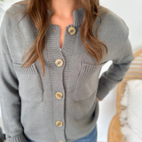 Dusty Blue Button-Down Sweater