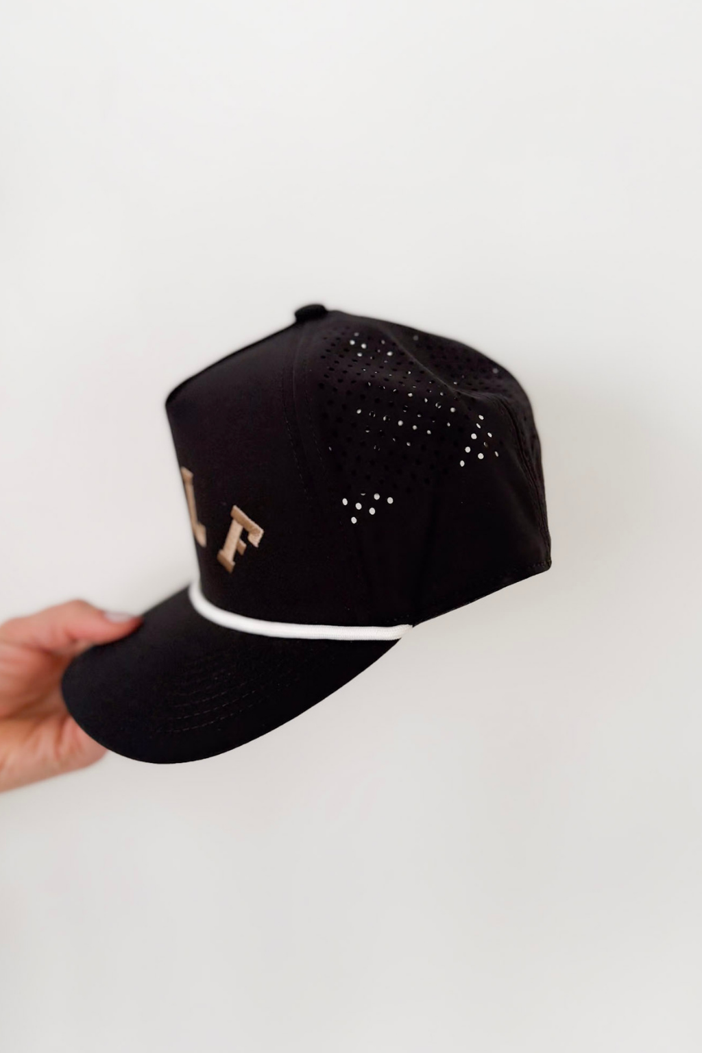 Black/Beige Embroidered Golf Hat