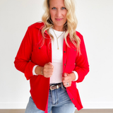 Red Super Soft Button Up Top