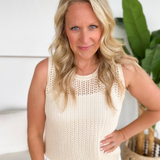 Cream Open Stitch Sweater Tank Top