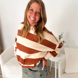Rust & Cream Striped Knit Sweater