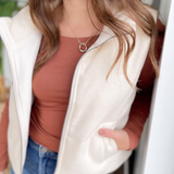 Cream Sweater Zip Up Puffer Vest