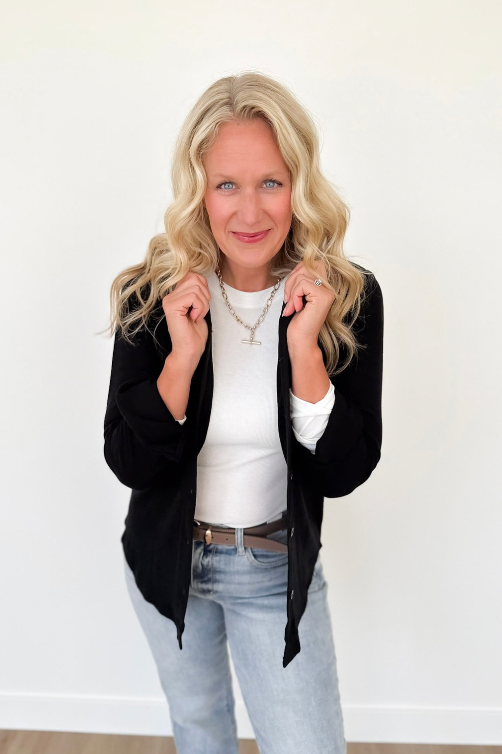 Black Super Soft Button Up Top