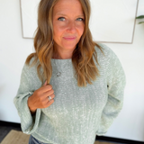 Two Tone Muted Mint Knit Top