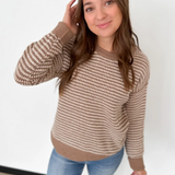 Cream/Mocha Striped Knit Sweater