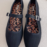 Black & Leopard Knit Flats