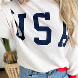 Cream Retro USA Knit Pullover