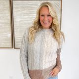 Color Block Cable Knit Sparkle Sweater (2 colors)
