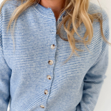 Coastal Striped Button Up Knit Cardigan