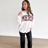 Merry Plaid Cream Knit Top