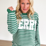 Merry Green & White Striped Knit Top