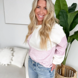 Light Purple Color Block Knit Sweater