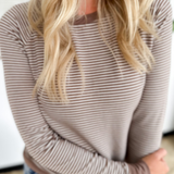 Brown/Cream Thin Striped Long Sleeve Top