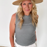 Chunky Knit Open Knit Teal Sweater Tank