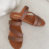 Light Brown Slip On 3 Strap Sandal