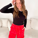 Black Long Sleeve White Trim Top