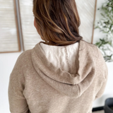 Sherpa Lined Taupe Knit Hooded Pullover