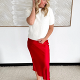 Fluffy Short Sleeve Cream Sweater